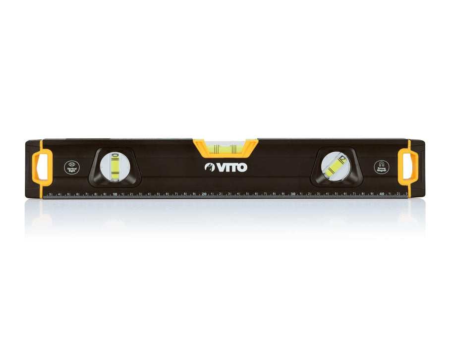 VITO Magnetische Aluminium-Wasserwaage Pro 45cm (VINP60), Abmessungen: 600 x 65 x 27 mm, mit stoßdämpfenden Endkappen, magnetischer Basis und Genauigkeit: 0,5 mm/m - Tools.de TP Profishop GmbH