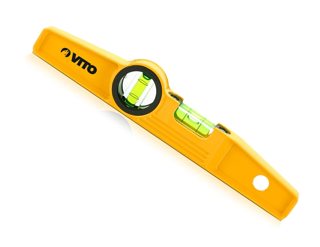 VITO Magnetische Brückenwaage 25 cm, Aluminiumrahmen, Enthält 2 Blasen: Lot und Libelle, Magnetische Basis; - Genauigkeit: 0,5 mm/m, Farbe: Gelb/schwarz - VINTM25 - Tools.de TP Profishop GmbH