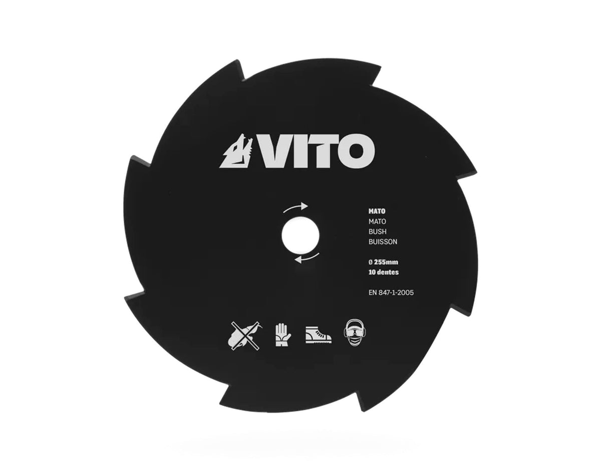 VITO MesserKit für Motorsensen, Freischneider 4er SET Grasschneideblatt, Häckselmesser, Dickichtmesser, Universal - 255mm - Unterholz, Gras schneiden - 25,4mm Bohrungsdurchmesser - Tools.de TP Profishop GmbH