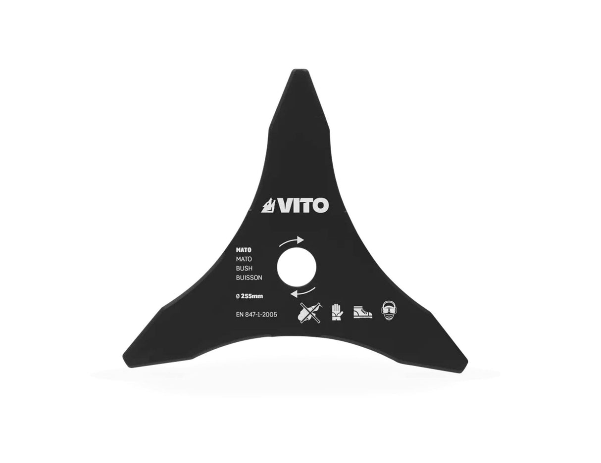 VITO MesserKit für Motorsensen, Freischneider 4er SET Grasschneideblatt, Häckselmesser, Dickichtmesser, Universal - 255mm - Unterholz, Gras schneiden - 25,4mm Bohrungsdurchmesser - Tools.de TP Profishop GmbH