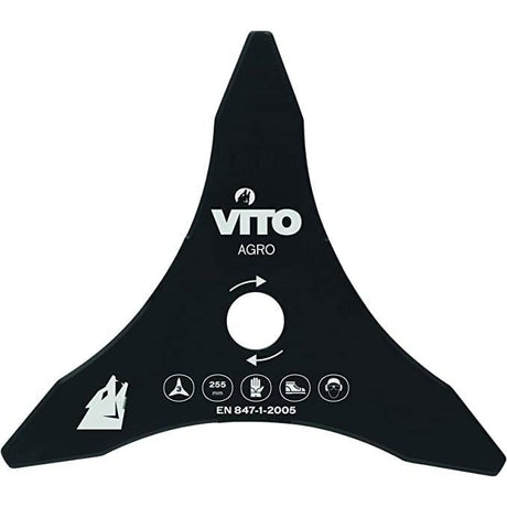 VITO MesserKit für Motorsensen, Freischneider 4er SET Grasschneideblatt, Häckselmesser, Dickichtmesser, Universal - 255mm - Unterholz, Gras schneiden - 25,4mm Bohrungsdurchmesser - Tools.de TP Profishop GmbH