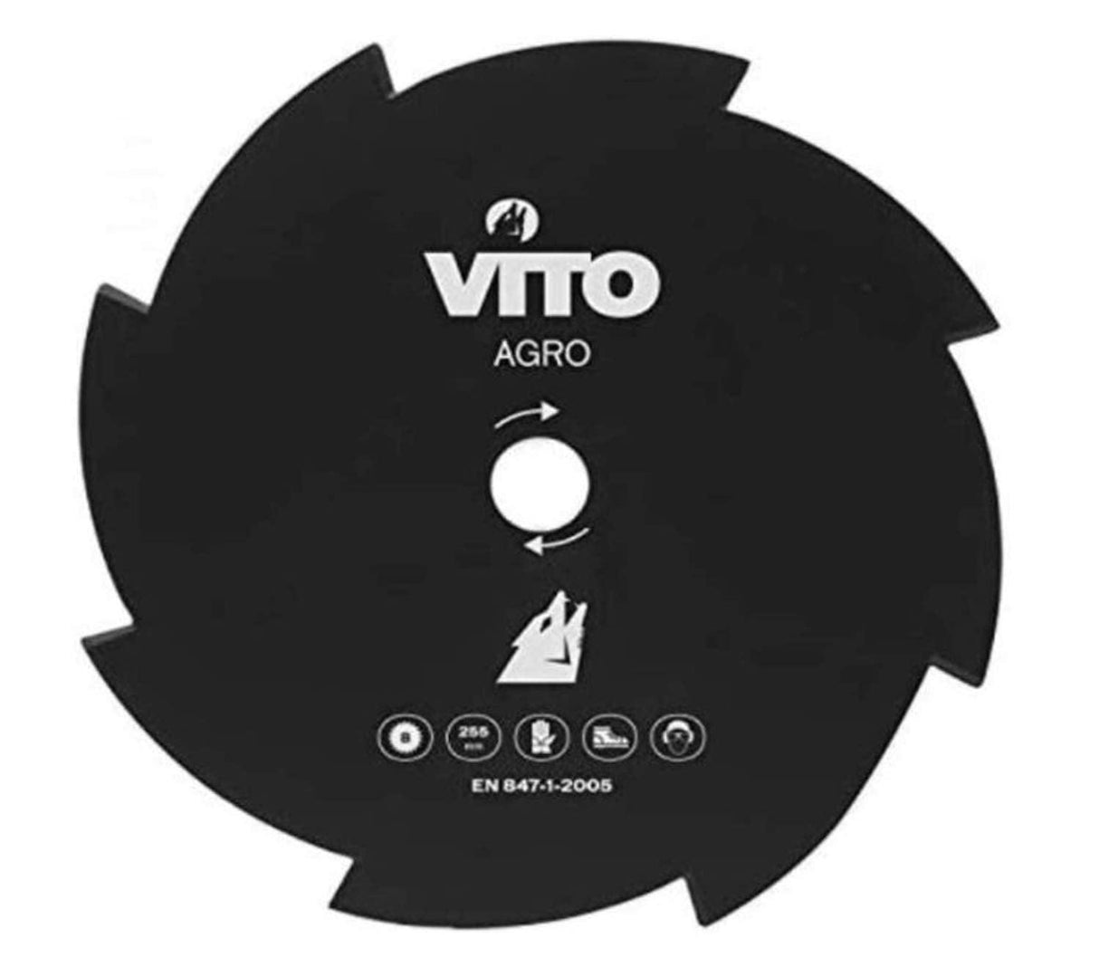 VITO MesserKit für Motorsensen, Freischneider 4er SET Grasschneideblatt, Häckselmesser, Dickichtmesser, Universal - 255mm - Unterholz, Gras schneiden - 25,4mm Bohrungsdurchmesser - Tools.de TP Profishop GmbH