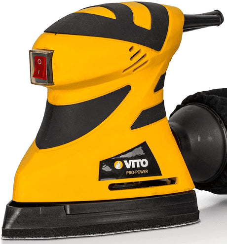 VITO Multi Schleifer 180W Schleifmaschine Deltaschleifer Dreieckschleifer Schleifmaschine 2-in-1, Staubsammler - Schleifmittel - dreieckiger und viereckiger Schleifblock - Tools.de TP Profishop GmbH