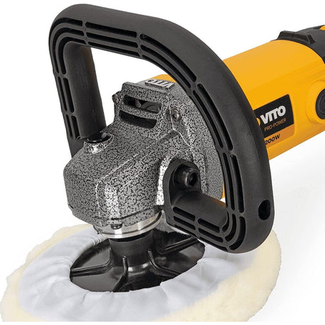VITO Poliermaschine 1200W Exzenter Winkelpolierer Geschwindigkeitsregelung, ON/OFF- Schaltersperre, Metallgetriebe Scheibendurchmesser 180 mm Polierteller für z.B. Auto KFZ Boot - Tools.de TP Profishop GmbH