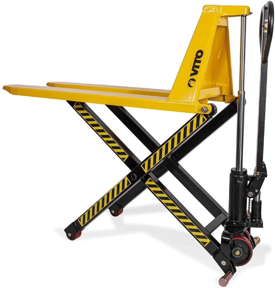 VITO Pro Scherenhubwagen manuell - 1,5 t Tragkraft 1500kg, 810 mm Hubhöhe - Gabellänge 1150 mm - 3 Verschiedene Positionen für den Steuerhebel - Scheren-Hubwagen - Tools.de TP Profishop GmbH
