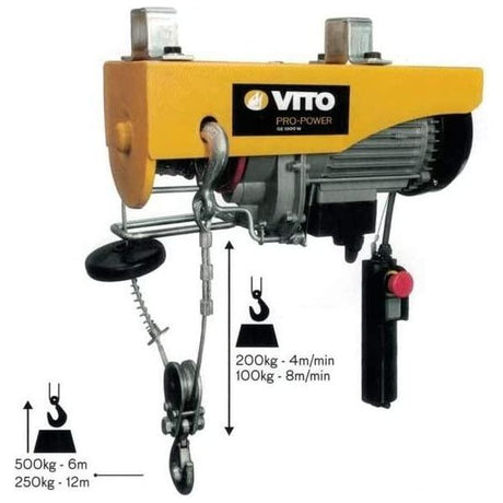 VITO Professional elektrische Seilwinde Flaschenzug Kran 500kg Seilzug Motorwinde Hub Winde - Tools.de TP Profishop GmbH