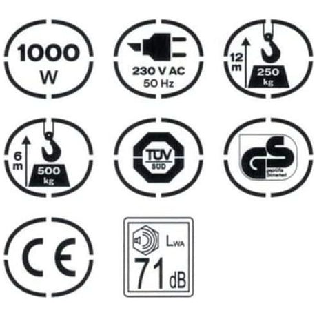 VITO Professional elektrische Seilwinde Flaschenzug Kran 500kg Seilzug Motorwinde Hub Winde - Tools.de TP Profishop GmbH