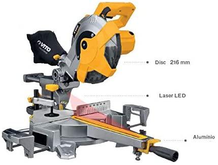 VITO Professional Kapp und Gehrungssäge 1800 W Zugsäge Teleskoparm Laser LED (1800 W, Sägeblatt Ø 216 mm, 5000 rpm, schwenkbarer Sägekopf) - Tools.de TP Profishop GmbH