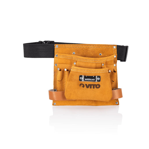 VITO Professional Leder Werkzeuggürteltasche -8 Fächer- Mit Universalhaltern - Pflegeleicht/Werkzeugtasche mit verstellbarem Nylongürtel - Tools.de TP Profishop GmbH