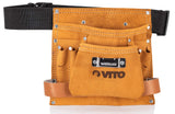 VITO Professional Leder Werkzeuggürteltasche -8 Fächer- Mit Universalhaltern - Pflegeleicht/Werkzeugtasche mit verstellbarem Nylongürtel - Tools.de TP Profishop GmbH