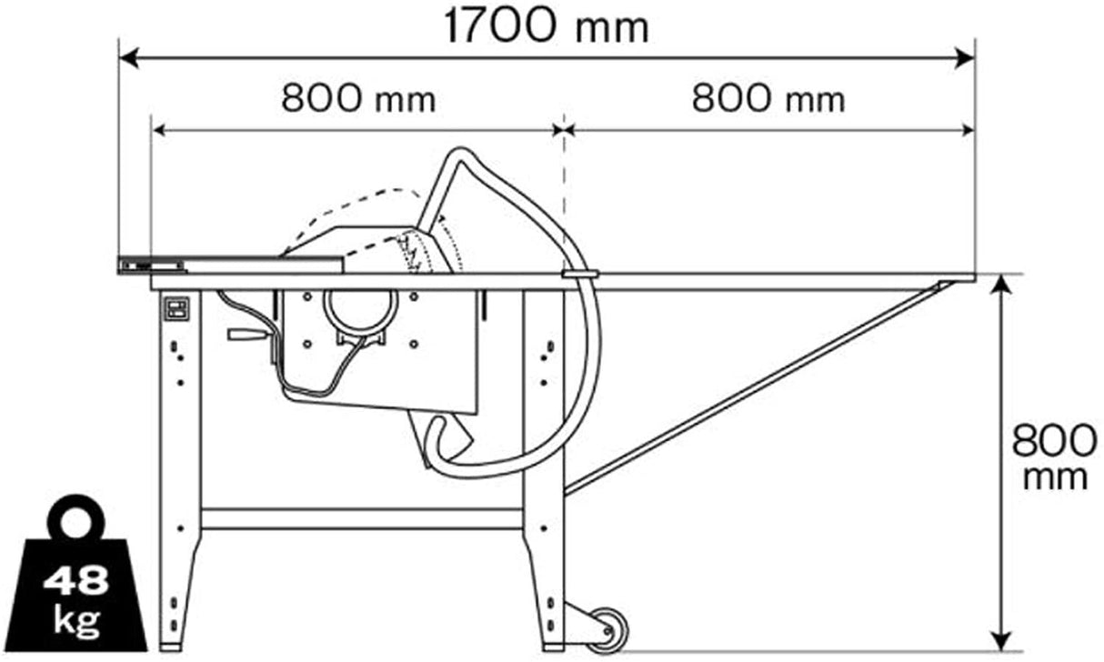 VITO Professional Mobile Tischkreissäge 2000 W - 315 MM Kreissäge inkl. Absaugung und Zubehör - Sägeblatt Ø315 x Ø30 mm, max. Schnitthöhe 87 mm, 2950 rpm, Tischgröße 1645 x 580 x 830 mm - Tools.de TP Profishop GmbH