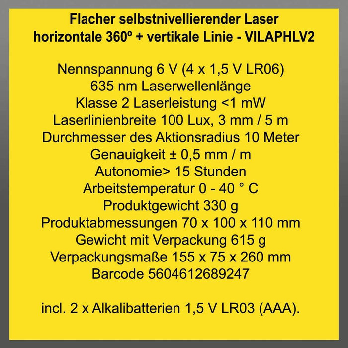 VITO Professional Selbstnivellierender Laser horizontale 360º + vertikale Linie - VILAPHLV2 - Tools.de TP Profishop GmbH