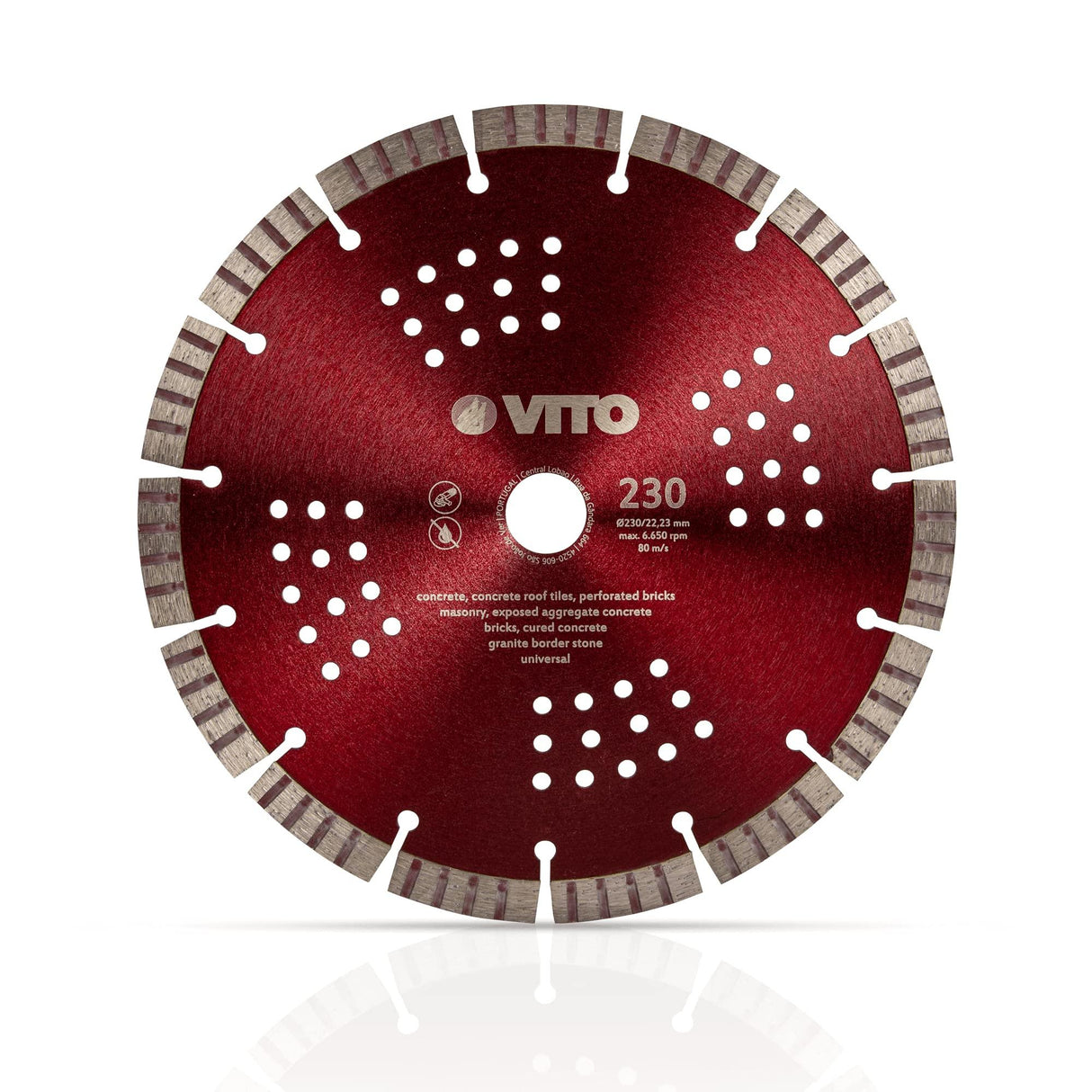 VITO Professionelle Standard Konstruktions/Diamant-Trennscheibe VIDGOP230, Innenbohrung 22,23 mm, Höhe des Segments 12 mm, Dicke des Segments 2,6 mm - Tools.de TP Profishop GmbH