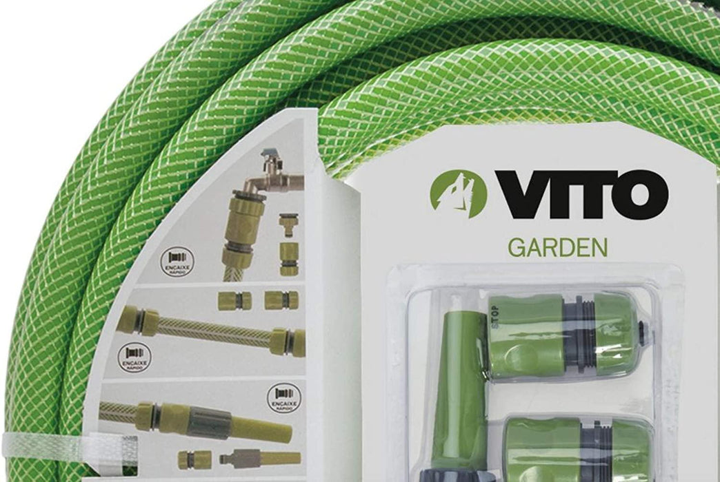 VITO ® Garden Gartenschlauch 3/4 zoll 25m - SET mit Gartenspritze, Schlauchverbinder und Hahnanschlussstück (25m 19mm 3/4" Set) - Gartenbewässerung - 25m Schlauch - Tools.de TP Profishop GmbH
