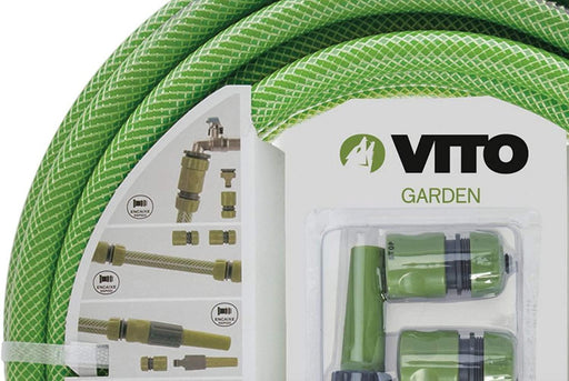 VITO ® Garden Gartenschlauch 3/4 zoll 25m - SET mit Gartenspritze, Schlauchverbinder und Hahnanschlussstück (25m 19mm 3/4" Set) - Gartenbewässerung - 25m Schlauch - Tools.de TP Profishop GmbH