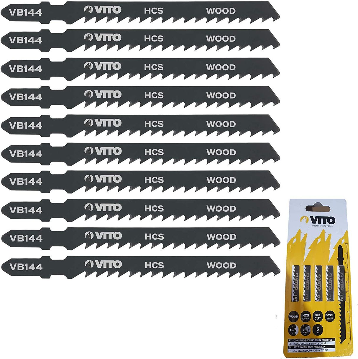 VITO ® Stichsägenblätter 10er Pack | Stichsägeblätter für Holz | Für Bosch Stichsäge, Makita Stichsäge & Akku Stichsäge - Tools.de TP Profishop GmbH