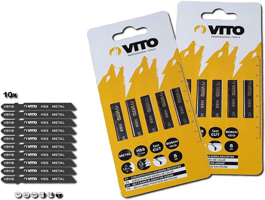 VITO ® Stichsägenblätter 10er Pack | Stichsägeblätter für Metall | Für Bosch Stichsäge, Makita Stichsäge & Akku Stichsäge - Tools.de TP Profishop GmbH