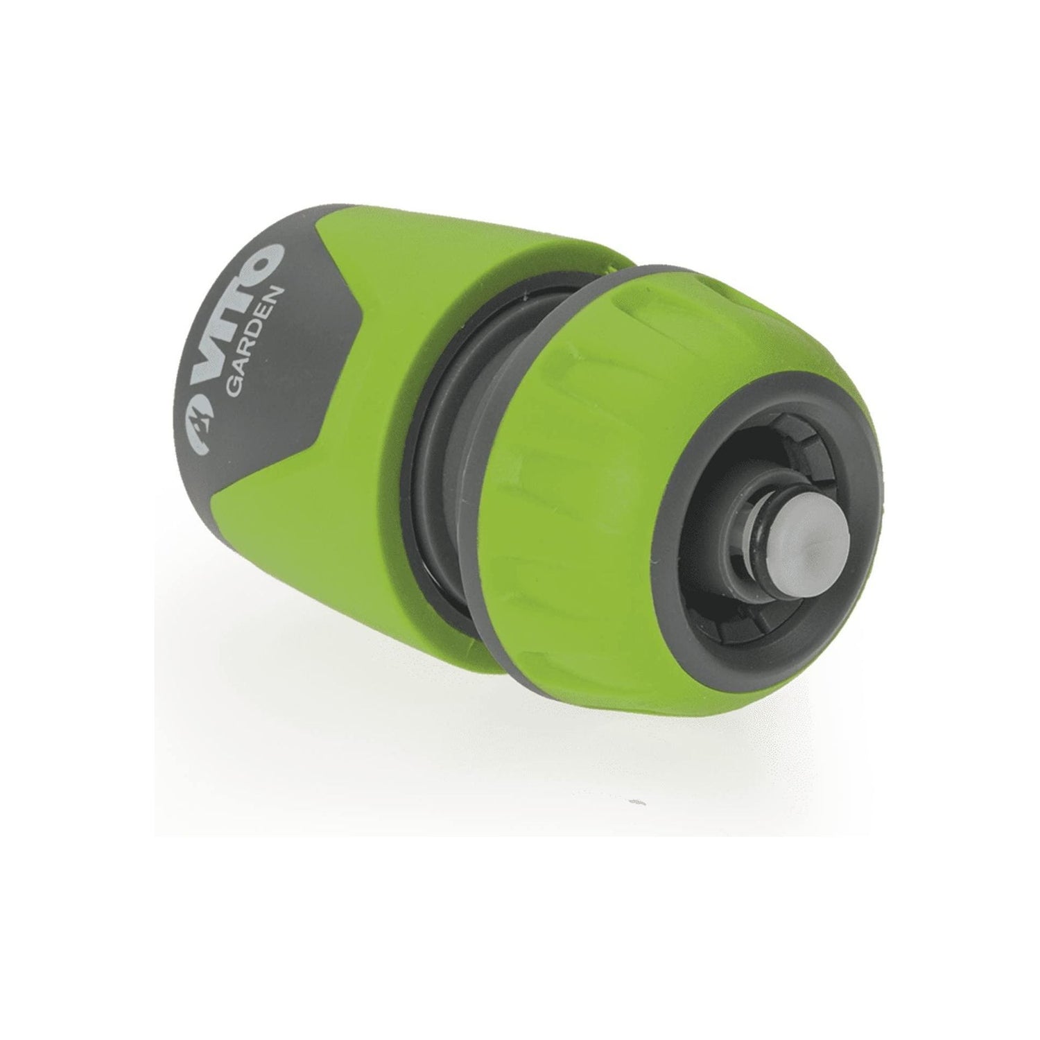 VITO Schnellkupplung 1/2-5/8" mit Absperrventil/Rückschlagventil und Aqua Stop-Funktion, Farbe: grün/grau, Gartenzubehör, hohe Schlauchhaltekraft, einfacher Wechsel - VIJR1258S - Tools.de TP Profishop GmbH