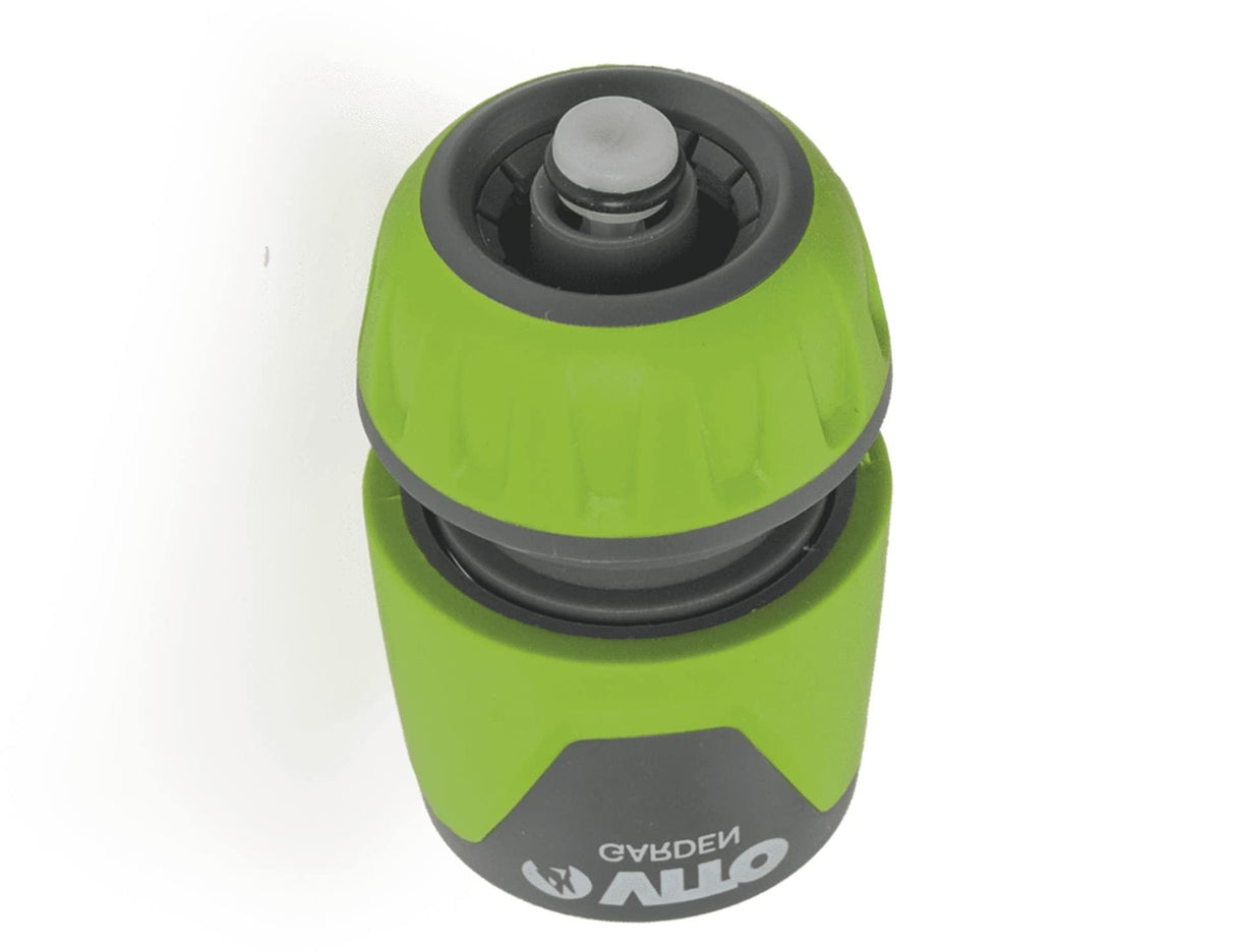 VITO Schnellkupplung 1/2-5/8" mit Absperrventil/Rückschlagventil und Aqua Stop-Funktion, Farbe: grün/grau, Gartenzubehör, hohe Schlauchhaltekraft, einfacher Wechsel - VIJR1258S - Tools.de TP Profishop GmbH