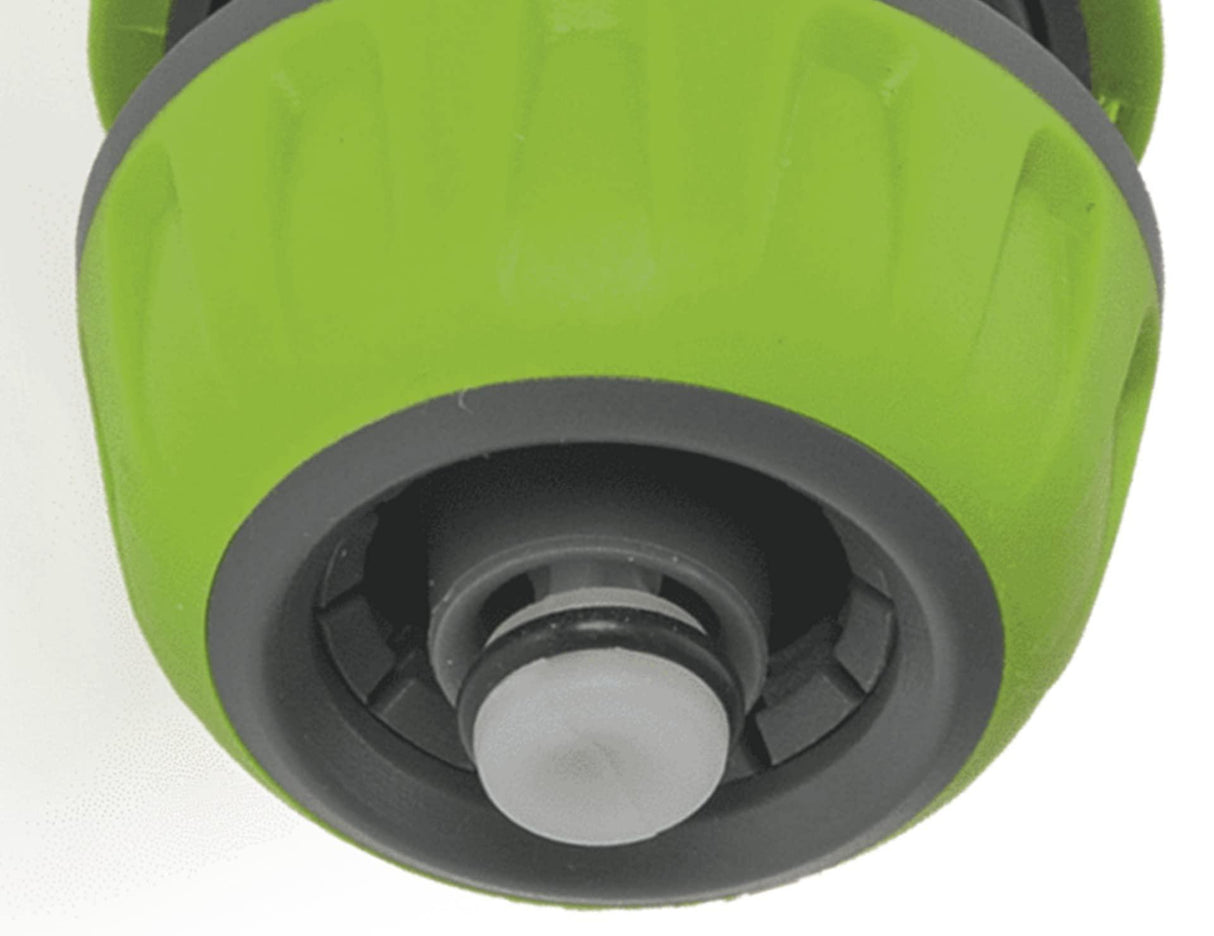 VITO Schnellkupplung 1/2-5/8" mit Absperrventil/Rückschlagventil und Aqua Stop-Funktion, Farbe: grün/grau, Gartenzubehör, hohe Schlauchhaltekraft, einfacher Wechsel - VIJR1258S - Tools.de TP Profishop GmbH