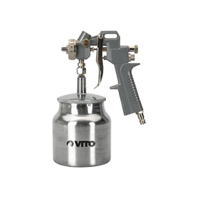 VITO Sprühpistole mit Saugvorschub, Farbspritzpistole, Lackierpistole mit Saugbecher (VIPPT), Tankkapazität 1L, Maximaler Druck 3-5 bar, Anschluss 1/4-6 mm und mit Schneller Klingenwechsel-Funktion - Tools.de TP Profishop GmbH