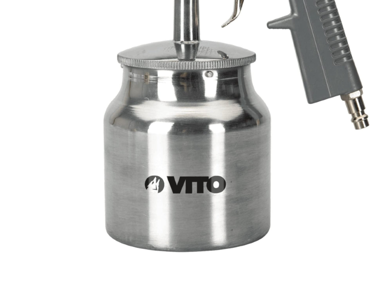 VITO Sprühpistole mit Saugvorschub, Farbspritzpistole, Lackierpistole mit Saugbecher (VIPPT), Tankkapazität 1L, Maximaler Druck 3-5 bar, Anschluss 1/4-6 mm und mit Schneller Klingenwechsel-Funktion - Tools.de TP Profishop GmbH