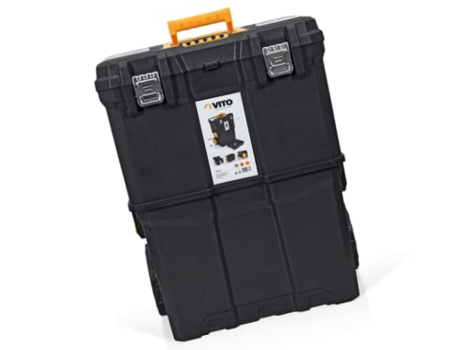 VITO TROLLEY Koffer XL - Verstellbarer und ausziehbarer Griff - Abnehmbare Werkzeugablage - Deckel mit 2 Ablagefächern - Federschnalle (nicht im Lieferumfang enthalten) - (VITXL) - Tools.de TP Profishop GmbH
