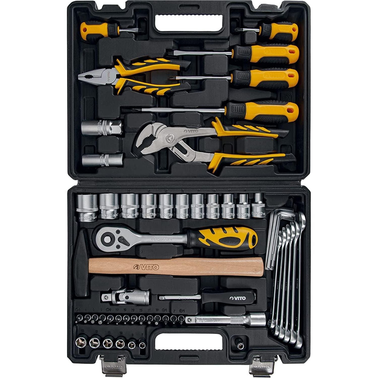 VITO Universal Werkzeugkoffer 58 - teilig Werkzeug-Set Montage für den Profi - Monteur und Heimwerker - Werkzeugkasten, Werkzeugkiste, Werkzeugbox, Werkzeugset VIMF58 - Tools.de TP Profishop GmbH