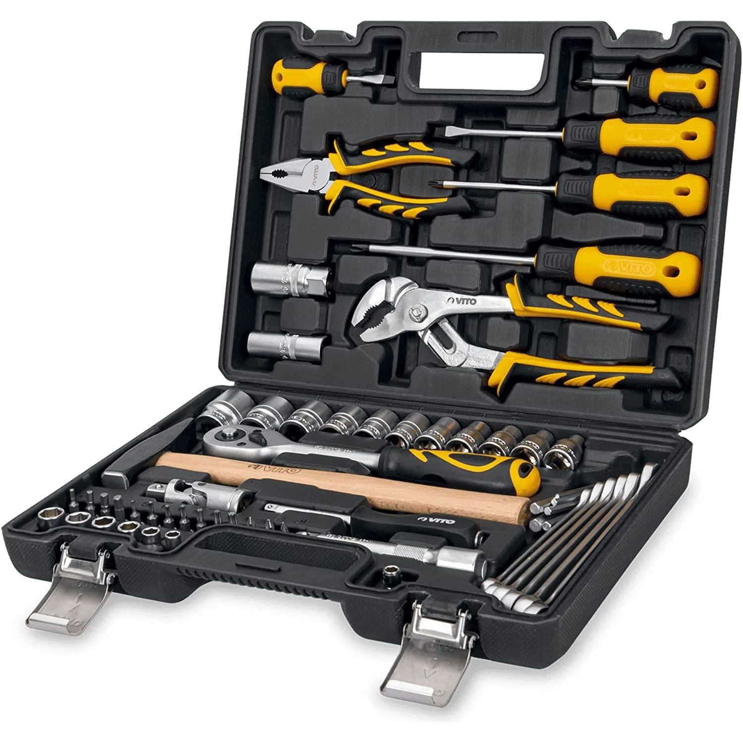 VITO Universal Werkzeugkoffer 58 - teilig Werkzeug-Set Montage für den Profi - Monteur und Heimwerker - Werkzeugkasten, Werkzeugkiste, Werkzeugbox, Werkzeugset VIMF58 - Tools.de TP Profishop GmbH
