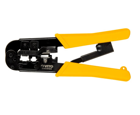 VITO VIACM185 Crimpzange RJ45, RJ12, RJ11, Professionelle Crimpzange 185mm Ethernet mit Abisolieren und Schneiden für Netzwerkstecker Cat7 Cat 6A Cat 6 - Tools.de TP Profishop GmbH