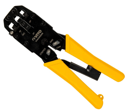 VITO VIACM205 Crimpzange RJ45, RJ12, RJ11, Professionelle Crimpzange 205mm Ethernet mit Abisolieren und Schneiden für Netzwerkstecker Cat7 Cat 6A Cat 6 - Tools.de TP Profishop GmbH