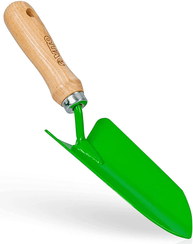 VITO Vintage Blumenkelle groß aus Stahl für die Gartenpflege, Gartengabel mit kurzem Buchenholz-Stiel - Blumenschaufel Schaufel Pflanzkelle Stahlblech Holzgriff VIPTGMS - Handmade in Portugal - Tools.de TP Profishop GmbH