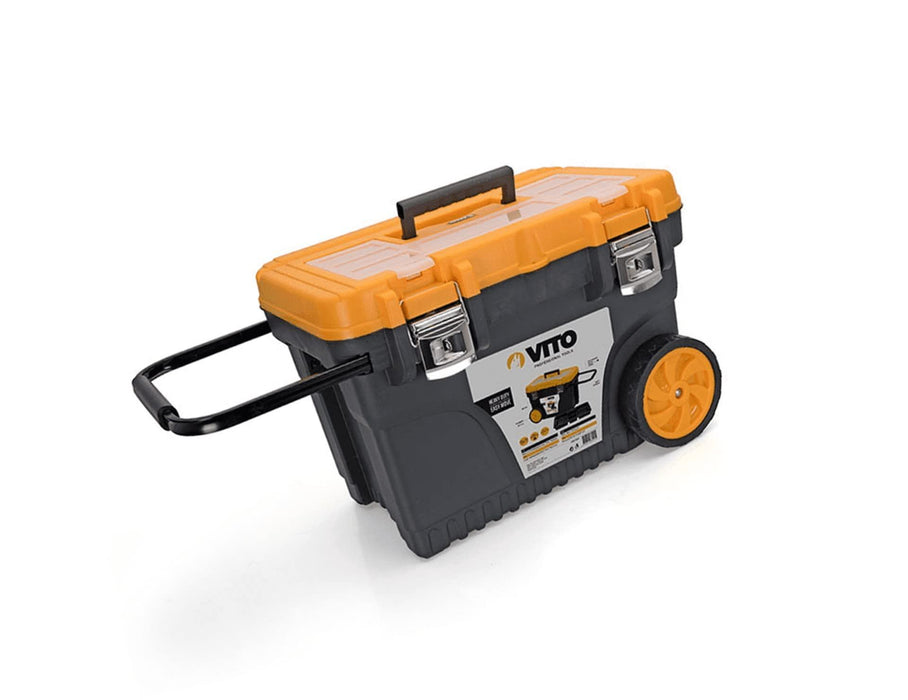 VITO Werkzeugkastenwagen/Werkzeug Trolley, abnehmbarer und ausziehbarer Griff - Abnehmbare Werkzeugablage - Deckel mit 1 Ablagefach - Hochbelastbare Metallverschlüsse - VIMT25A - Tools.de TP Profishop GmbH