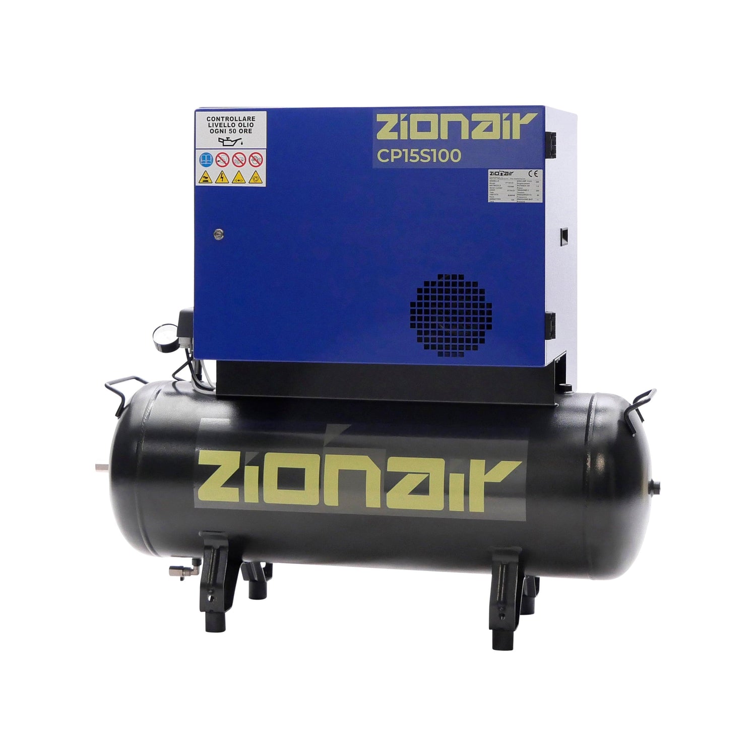 ZionAir 100 Liter 10bar Silent Kompressor, Kompressor Schallgedämmt, Geräuscharmer Kompressor 1,5kW 230V 10 bar 100L Tank - Flüsterkompressor - CP15S100 - Tools.de TP Profishop GmbH