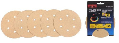 ZionAir 5x Schleifscheibe / Schleifscheiben mit Löcher Körnung P120 Ø 150 mm Klettband - P150VELH120 - Tools.de TP Profishop GmbH