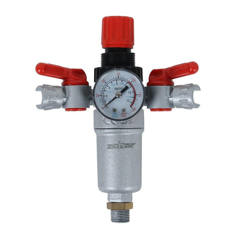 ZionAir Luftfilter Druckregler 3/8" Druckluftregler Druckminderer mit Absperrhahn AFR38 - Tools.de TP Profishop GmbH